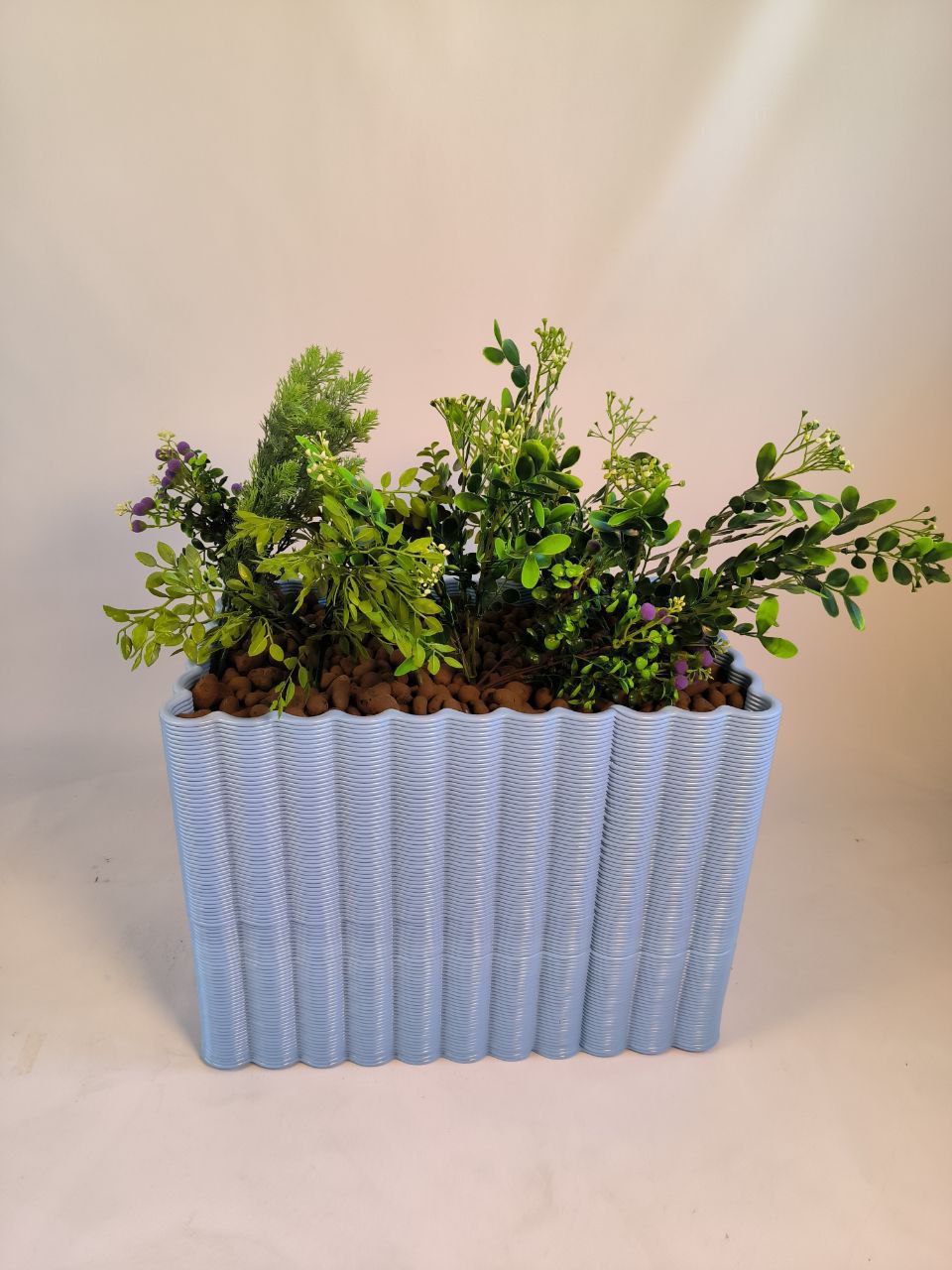 3D-printed planter with plants